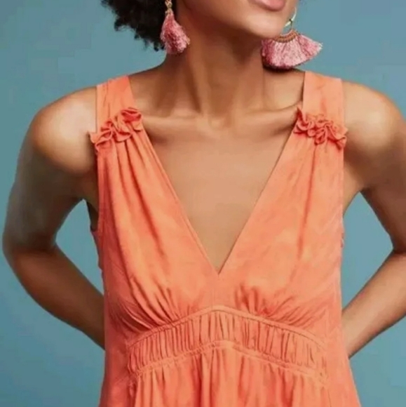 Anthropologie Maeve Bretta Gathered Orange Tank - Picture 5 of 16